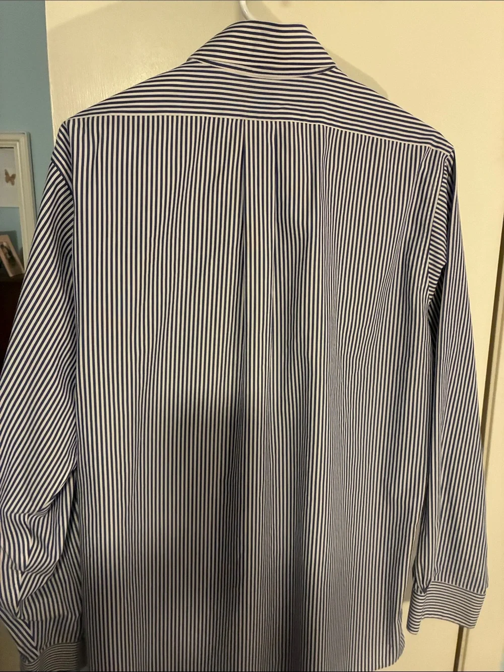 Brooks Brothers Navy and White Vertical Stripe Button-Down Shirt
